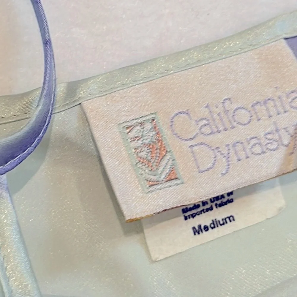 NEW VTG 90s California Dynasty sleep chemise slip dress Mint Purple Sz M - Picture 12 of 13